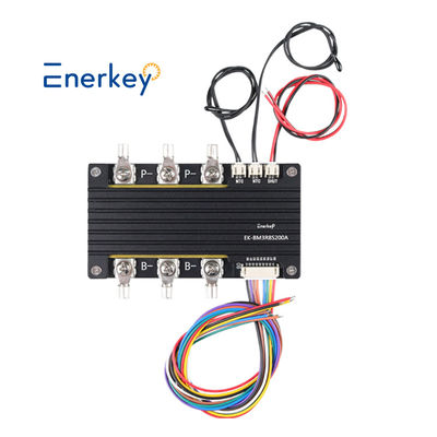 Enerkey 3.7V লিথিয়াম-আয়ন লাইফপো 4 7S 24V 200A বিএমএস সাধারণ বন্দর বৈদ্যুতিক ফর্কলিফ্টের জন্য ভারসাম্য তাপমাত্রা পরিমাপ সহ
